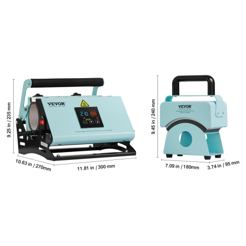 VEVOR 2 in 1 Tumbler and Hat Heat Press Machine, Mini Hat Heat Press for Caps, Tumbler Heat Press for 11-30oz Sublimation Tumblers and Mugs,