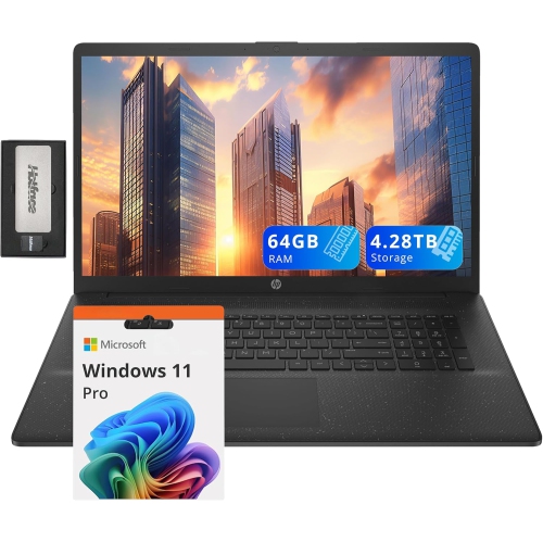 HP 17.3" HD+ Laptop, Intel i5-1334U,4.28TB Storage(4TB SSD+288GB Docking Station Set), 64GB RAM,Intel Iris Xe Graphics, Number Pad, Wi-Fi 6, 720p HD