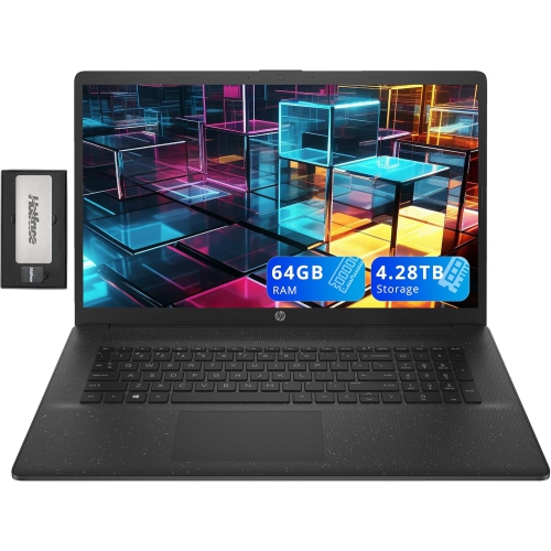 HP 17.3" HD+ Business Laptop, Intel i7-1255U,4.28TB Storage,64GB RAM,‎Intel Iris Xe Graphics, Numeric Keypad, HD Camera, Windows 11 Home, Black