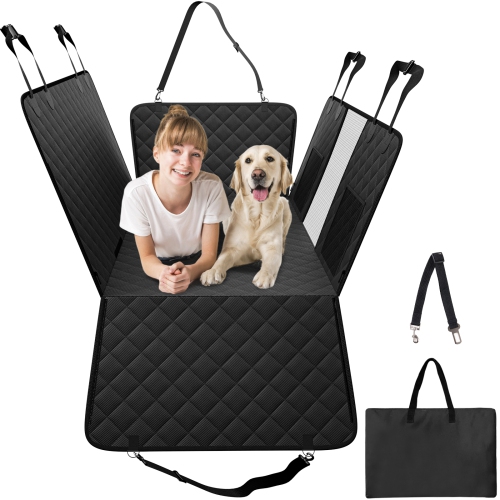 VEVOR 52"x24.8" Back Seat Extender for Dogs, Dog Hammock for Car Back seat, with Hard Bottom Dog Car Seat Bed, Supports 350lb with Mesh Window and