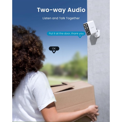 ieGeek Wireless Outdoor Security Camera 180° Pan Rotating, 2.4G WiFi Battery-Powered with 2K Colour Night Vision, Smart AI Detection, IP65 for