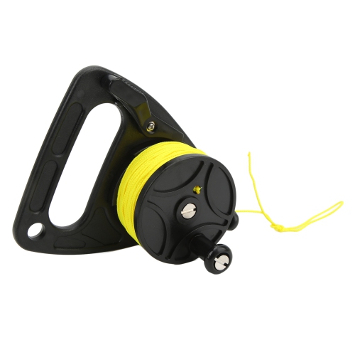 Portable Diving Handle Reel Scuba Diving Reel with Thumb Stopper for Snorkeling Underwater Water Sports 46m Yellow WireBlack Reel
