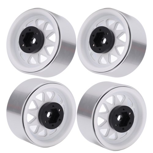 4 pcs Métal 1,9 pouces Jantes de roue 10 moyeu de trou triangulaire pour SCX10 AXIAL 1/10 RC Climbing CarWhite