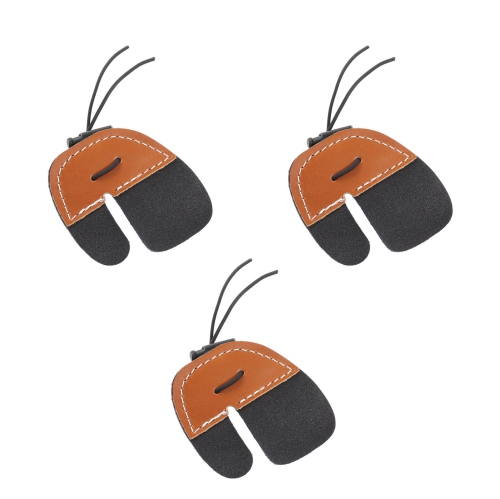 3pcs Tchery Finger Tabs double couche épais PU cuir Archery Finger Guard pour boucles Recurve Bows Brown