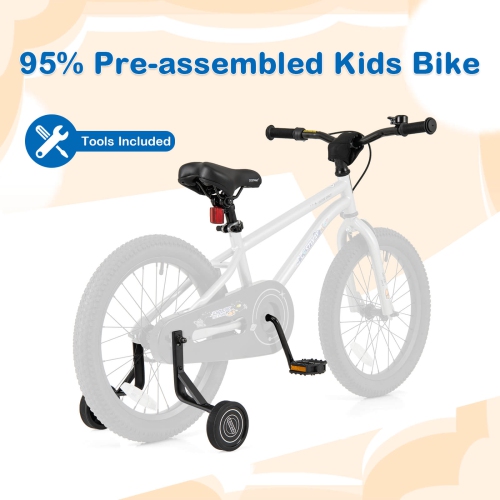 Costway 18-Inch Kid's Bike for 4-8 Years Old with Adjustable Saddle & Anti-slip Handlebar Silver