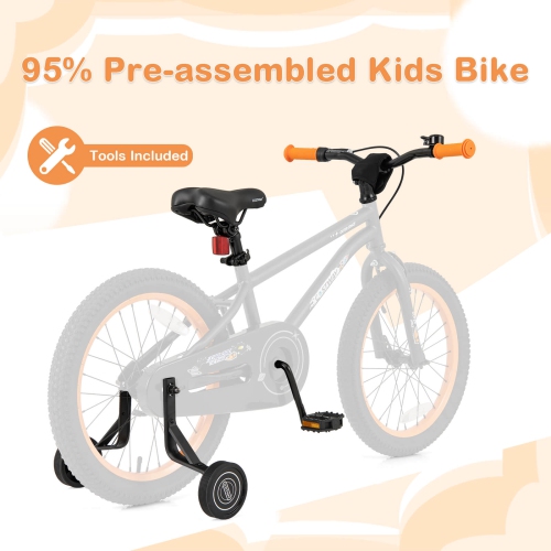 Costway 18-Inch Kid's Bike for 4-8 Years Old with Adjustable Saddle & Anti-slip Handlebar Black