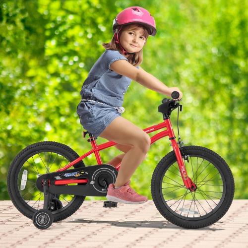 Costway 18-Inch Kid's Bike for 4-8 Years Old with Adjustable Saddle & Anti-slip Handlebar Red