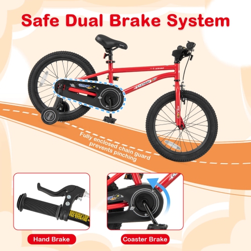 Costway 18-Inch Kid's Bike for 4-8 Years Old with Adjustable Saddle & Anti-slip Handlebar Red