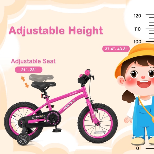 Costway 14-Inch Kid's Bike for 3-5 Years Old with Adjustable Saddle & Anti-slip Handlebar