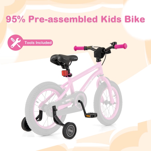 Costway 14-Inch Kid's Bike for 3-5 Years Old with Adjustable Saddle & Anti-slip Handlebar