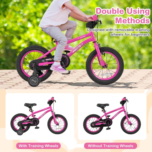 Costway 14-Inch Kid's Bike for 3-5 Years Old with Adjustable Saddle & Anti-slip Handlebar