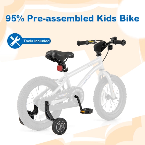 Costway 14-Inch Kid's Bike for 3-5 Years Old with Adjustable Saddle & Anti-slip Handlebar