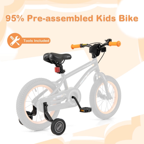 Costway 14-Inch Kid's Bike for 3-5 Years Old with Adjustable Saddle & Anti-slip Handlebar