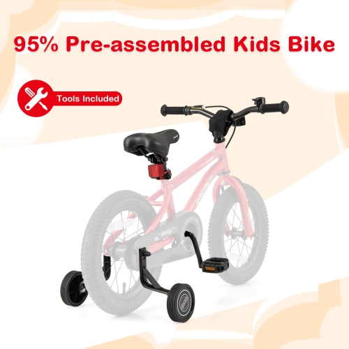 Costway 14-Inch Kid's Bike for 3-5 Years Old with Adjustable Saddle & Anti-slip Handlebar