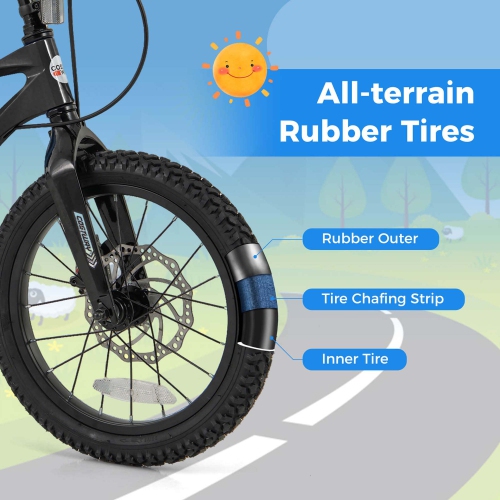 Vélo pour enfants de 16&nbsp;po de Costway avec guidon réglable et deux freins à disque de type selle