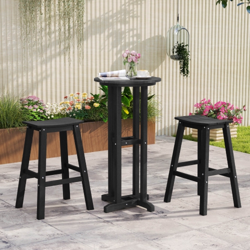 Costway 29" Patio Bar Stool Set of 2 with Curved Seat & Footrests for Backyard Outdoor Brown/Black/Gray