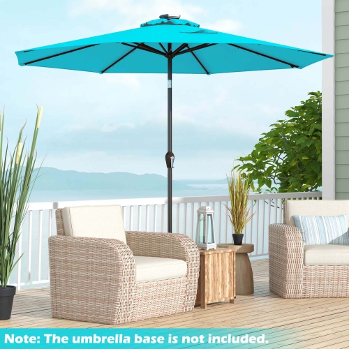 Costway 10' Solar LED Lighted Patio Market Umbrella Shade Tilt Adjustment Crank