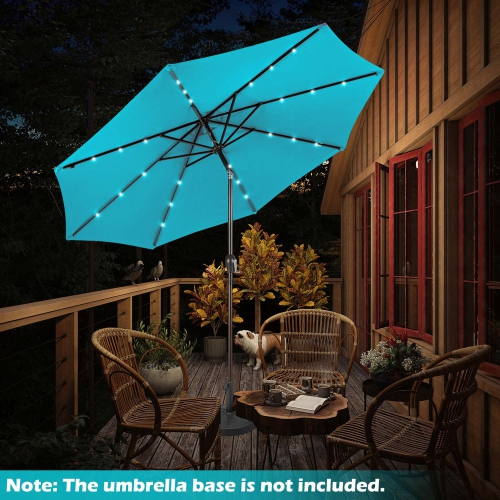Costway 10' Solar LED Lighted Patio Market Umbrella Shade Tilt Adjustment Crank