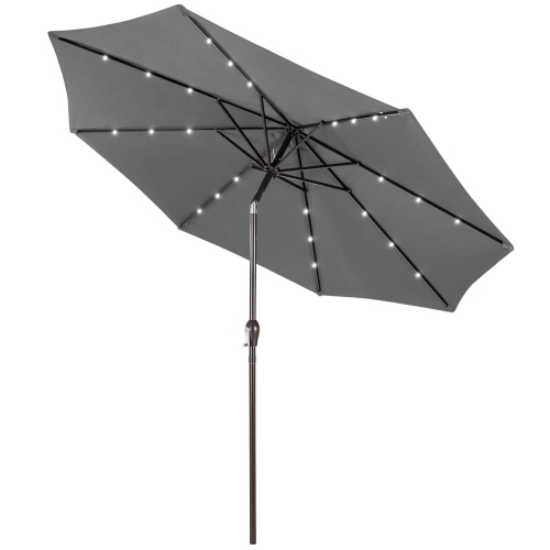 Costway 10' Solar LED Lighted Patio Market Umbrella Shade Tilt Adjustment Crank