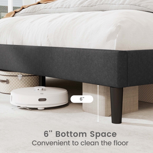 Cadre de lit simple/double/grand lit avec tête de lit haute et lattes en bois de Costway Aucun sommier requis