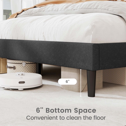 Costway Twin/Full/Queen Size Bed Frame with High Headboard & Wooden Slats No Box Spring Needed