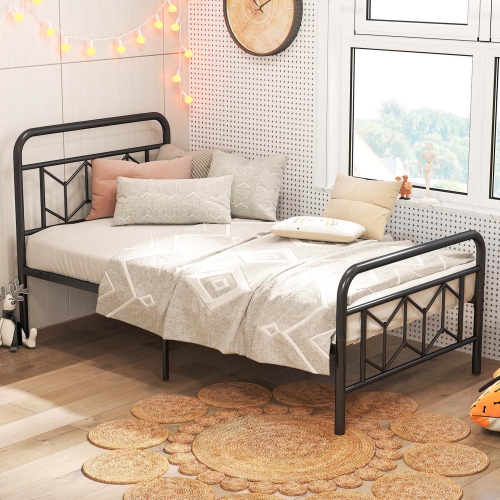 Costway Twin/Full/Queen/King Size Bed Frame Mattress Foundation with Headboard 12.5" Under-bed Storage Black