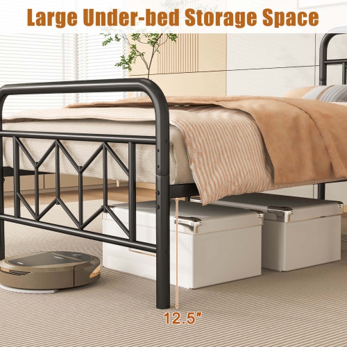 Costway Twin/Full/Queen/King Size Bed Frame Mattress Foundation with Headboard 12.5" Under-bed Storage Black