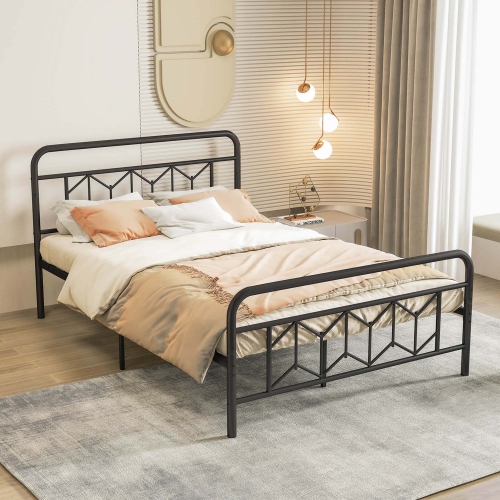 Costway Twin/Full/Queen/King Size Bed Frame Mattress Foundation with Headboard 12.5" Under-bed Storage Black