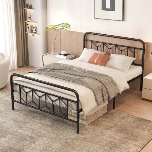 Costway Twin/Full/Queen/King Size Bed Frame Mattress Foundation with Headboard 12.5" Under-bed Storage Black