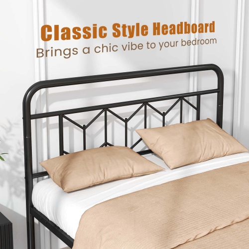 Costway Twin/Full/Queen/King Size Bed Frame Mattress Foundation with Headboard 12.5" Under-bed Storage Black