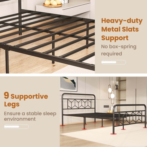Costway Twin/Full/Queen/King Size Bed Frame Mattress Foundation with Headboard 12.5" Under-bed Storage Black