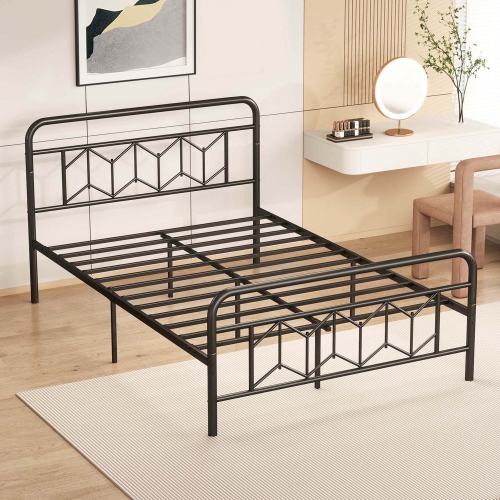 Costway Twin/Full/Queen/King Size Bed Frame Mattress Foundation with Headboard 12.5" Under-bed Storage Black