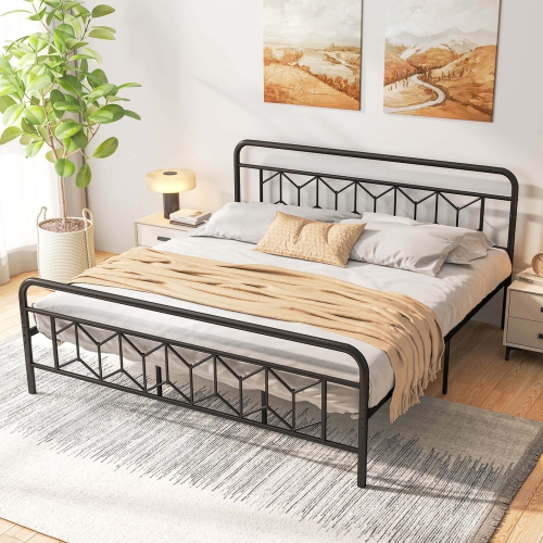 Costway Twin/Full/Queen/King Size Bed Frame Mattress Foundation with Headboard 12.5" Under-bed Storage Black