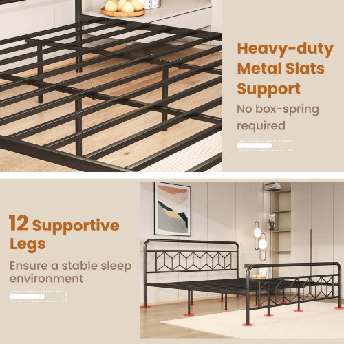 Costway Twin/Full/Queen/King Size Bed Frame Mattress Foundation with Headboard 12.5" Under-bed Storage Black