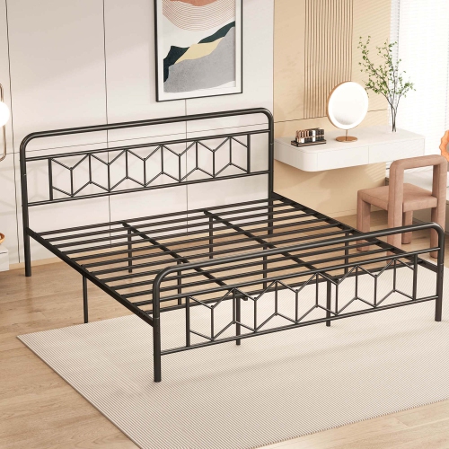 Costway Twin/Full/Queen/King Size Bed Frame Mattress Foundation with Headboard 12.5" Under-bed Storage Black