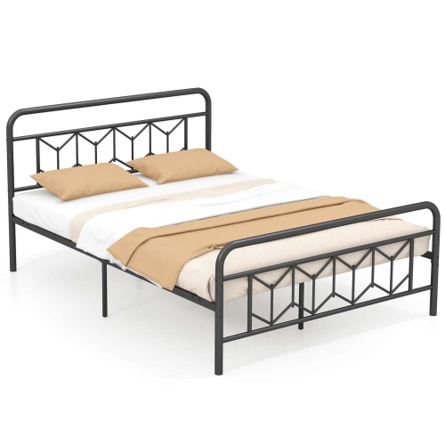 Sommier de matelas pour lit simple/double/grand lit/très grand lit avec tête de lit 12,5 po Rangement sous le lit de Costway, noir