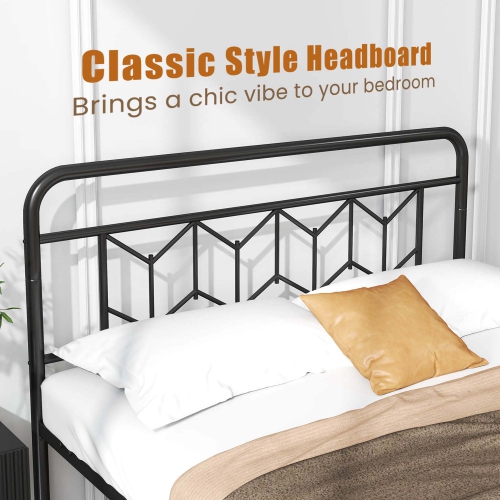 Sommier de matelas pour lit simple/double/grand lit/très grand lit avec tête de lit 12,5 po Rangement sous le lit de Costway, noir