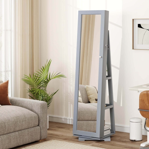 Armoire à bijoux rotative 2-en-1 avec miroir verrouillable à 360 degrés de Costway