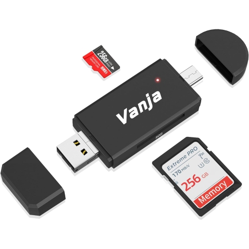 Lecteur de cartes SD/microSD, adaptateur USB Type C Micro USB OTG et lecteur de cartes mémoire portatif USB pour SDXC, SDHC, SD, MMC, RS-MMC Cartes