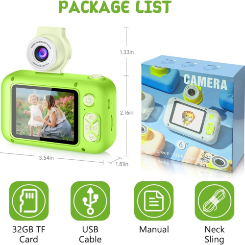 Kid Camera,ARNSSIEN Camera for Kid,2.4in IPS Screen Digital Camera,180°Flip Len Student Camera,Children Selfie Camera with Playback