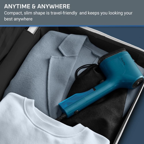 Rowenta – Défroisseur à vapeur portatif Pure Pop, 1150&nbsp;W, capacité 2,3&nbsp;oz, 15 s de chaleur, portatif Bleu