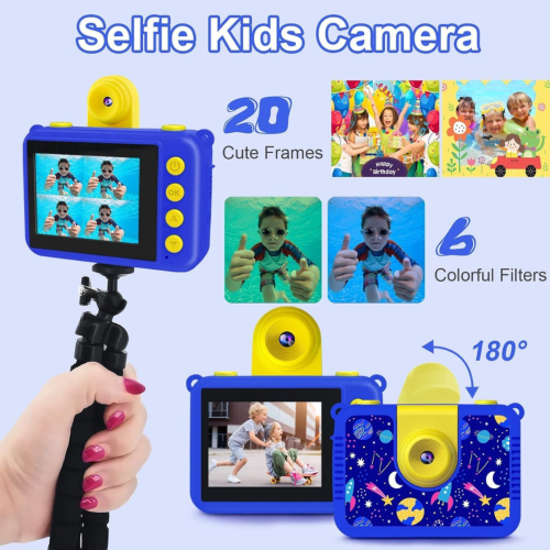 GKTZ Kids Waterproof Camera - Underwater Camera Birthday Gifts for Girls Boys Children Digital Action Camera with 32GB SD Card, Pool Toys for Kids