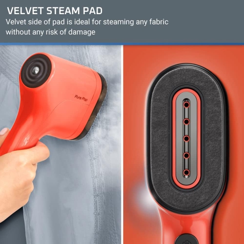 Rowenta Pure Pop Handheld Garment Steamer, 1150W, 15 Sec Heat-up, Red Coral, Reversible Steam Pad