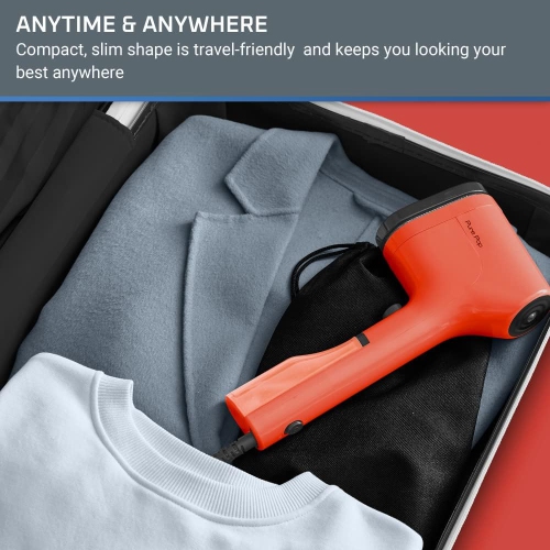 Rowenta Pure Pop Handheld Garment Steamer, 1150W, 15 Sec Heat-up, Red Coral, Reversible Steam Pad
