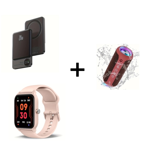 5000mAh Wireless Magnetic Power Bank, 24W Wireless Speaker with RGB Lights, and 1.8-Inch Sports Smartwatch with 100 Modes