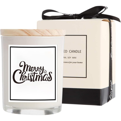 Bougies de Noël - Cadeaux de Noël pour femmes hommes, cire de soya pure naturelle à 100 % avec huiles essentielles pour plantes, parfaite pour le bai