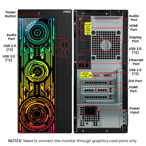 Remis à neuf - Ordinateur de jeu AXOII RGB, processeur Core i7 d'Intel, GeForce GTX 1050 Ti 4&nbsp;Go, mémoire vive 32&nbsp;Go, SSD d'4,0&nbsp;GHz