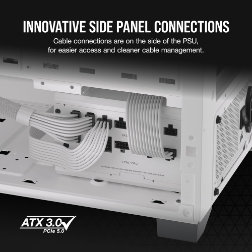 CORSAIR RM850x Shift 850W Fully Modular ATX Power Supply, 80 Plus Gold, ATX 3.0, PCIe 5.0, White