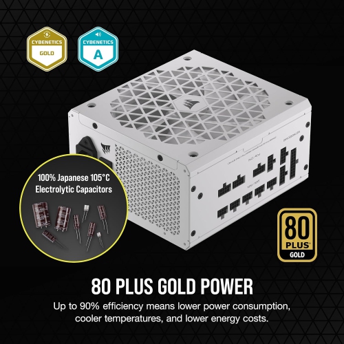 CORSAIR RM850x Shift 850W Fully Modular ATX Power Supply, 80 Plus Gold, ATX 3.0, PCIe 5.0, White
