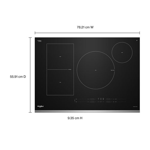 Whirlpool Intelligent 30" 4-Element Induction Cooktop (WCIT7530SS) - Black/Stainless Steel